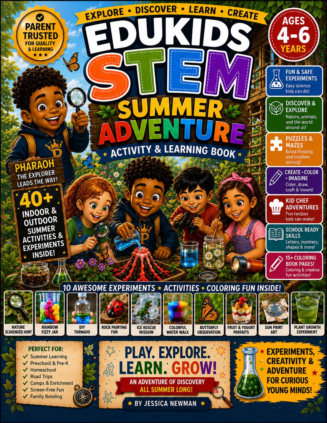 EduKids STEM Summer Adventure Activity & Learning Book cover for ages 4-6