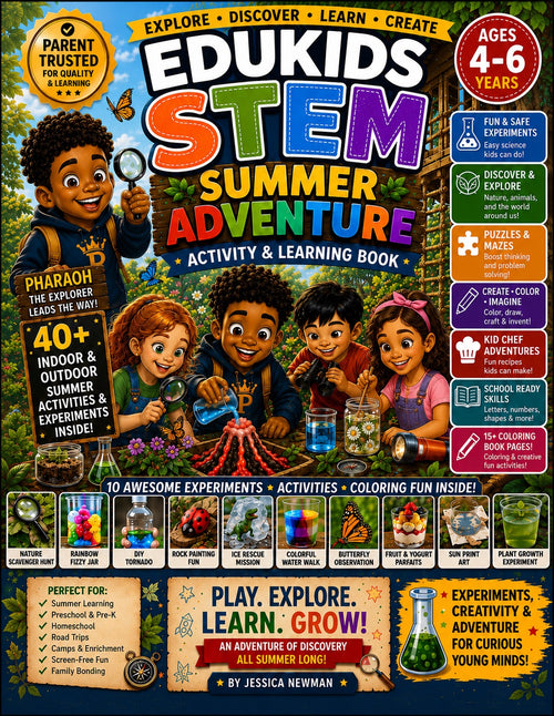 EduKids STEM Summer Adventure Activity & Learning Book cover for ages 4-6