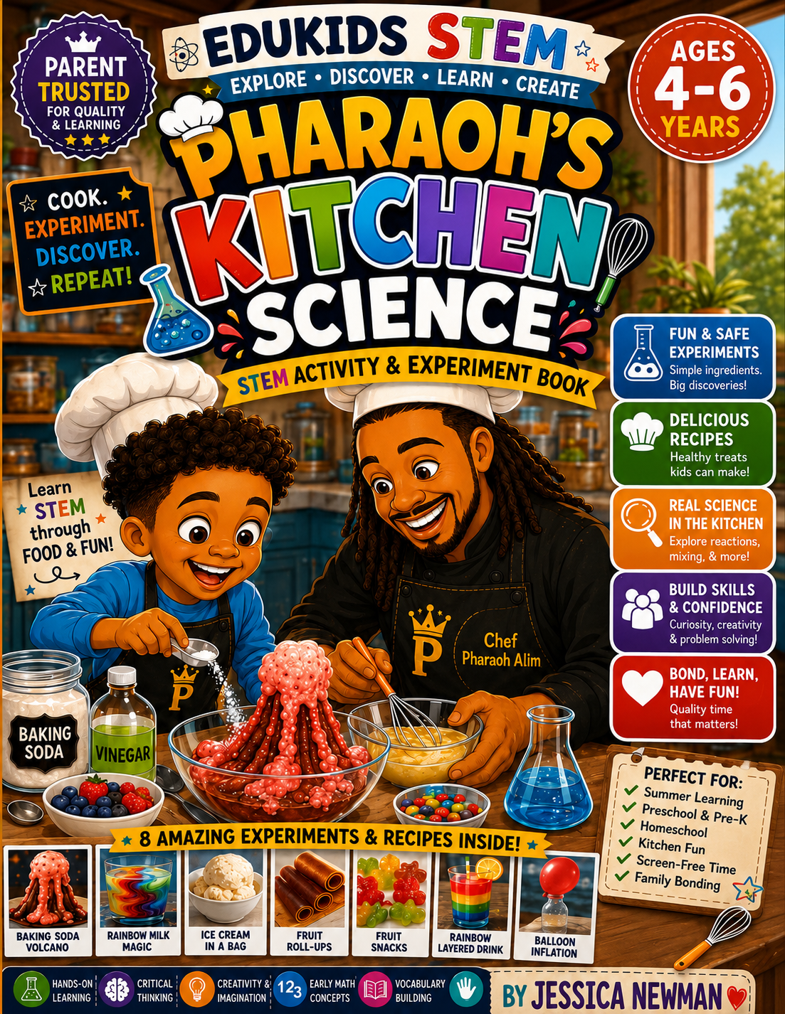Pharaoh's Kitchen Science STEM Activity & Experiment Book cover for ages 4-6