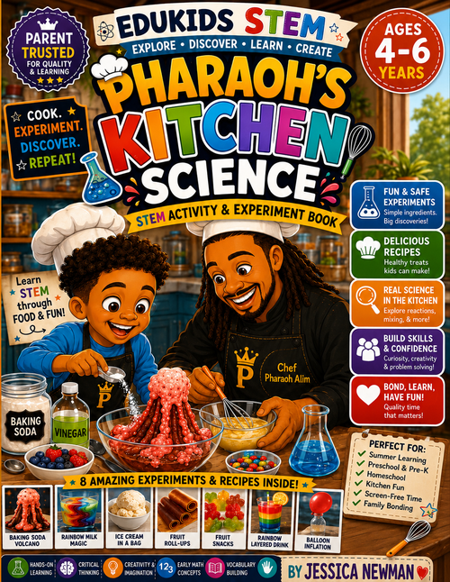 Pharaoh's Kitchen Science STEM Activity & Experiment Book cover for ages 4-6